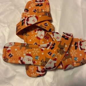 Festive Orange Santa and Reindeer Sandals